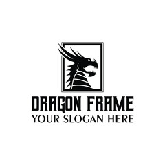 Dragon Logo.Dragon Frame logo design silhouette illustration