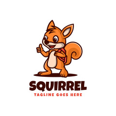 Vector Logo Illustration Squirrel Mascot Cartoon Style.