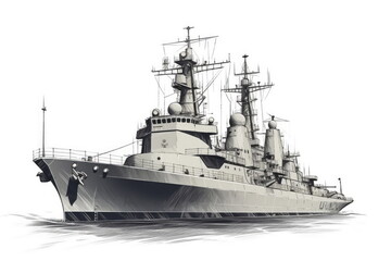 Naklejka premium warship on white background