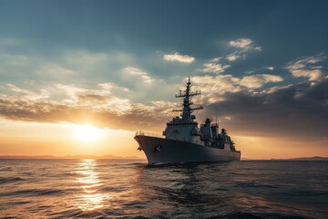 Obraz premium warship on the sea