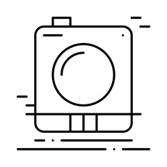 Camera Travel and tourism icon with black outline style. technology, lens, digital, photography, photo, capture, image. Vector illustration