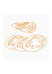 Editable Top Side View Classic Open And Rolled Indian Masala Dosa With Filling Vector Illustration in Outline Style for Artwork of Cuisine Related Design With South Asian Culture and Tradition