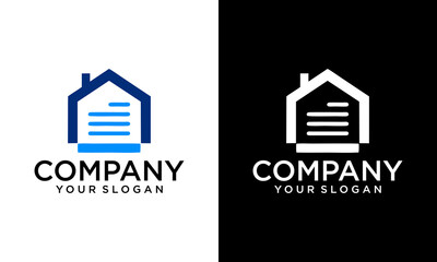 Creative house and document icon logo design vector illustration. Paper document house symbol logo design color