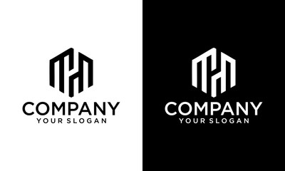 Obraz premium letter mm hexagon logo design vector illustration template