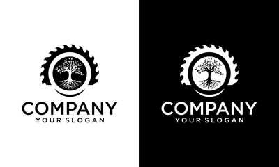 Sawmill emblem logo vector for carpentry, woodworkers, lumberjack, sawmill service.Isolated on white background