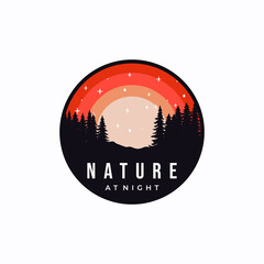 landscape outdoor badge vector template creative nature at night graphic logo illustration