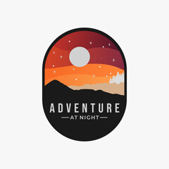 landscape outdoor badge vector template creative nature at night graphic logo illustration