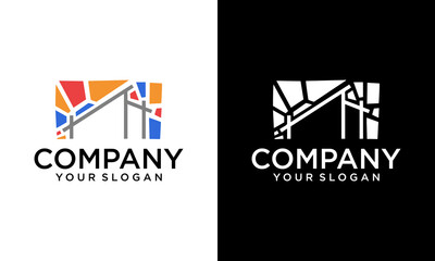 Abstract house logo design template. Colorful sign. Universal vector icon