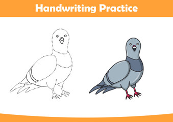Practice handwriting. Tracing dove lines and coloring for children