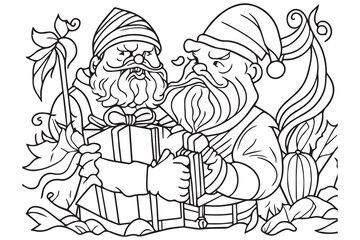 Fototapeta na wymiar Santa Claus coloring page. Christmas coloring page. Santa clause outline clip art