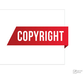 Copyright message on ribbon banner. Vector illustration.