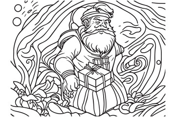 Santa Claus coloring page. Christmas coloring page. Santa clause outline clip art
