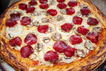Multi-topping pizza