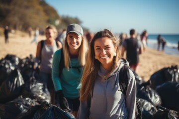 Youth and Diversity Volunteers do outdoor social work in a garbage collection and waste separation project at Mae Nam Beach.