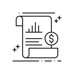 Analytics Business and Finance icon with black outline style. chart, data, graph, diagram, technology, information, statistics. Vector illustration