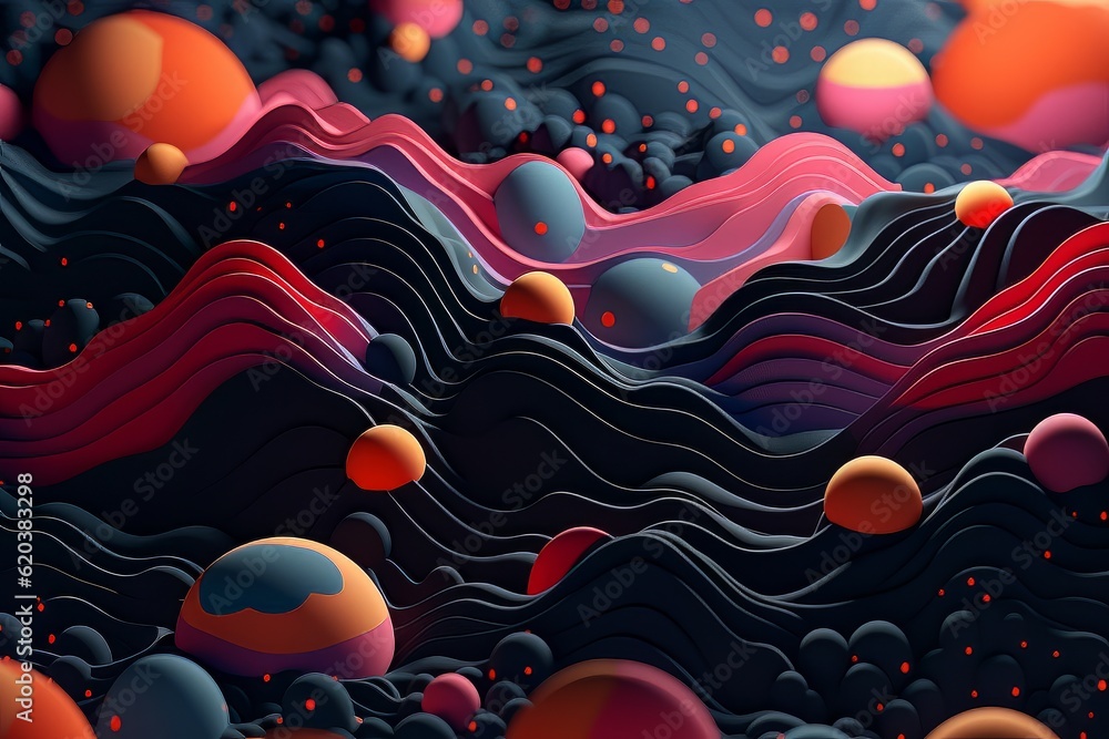 Poster abstract artwork background with spheres and embossed lines ai