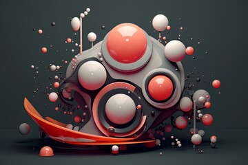 Abstract bubbles drops and figures, music background graphic design AI