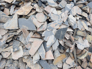 Scraps of stone prepared for sale for construction