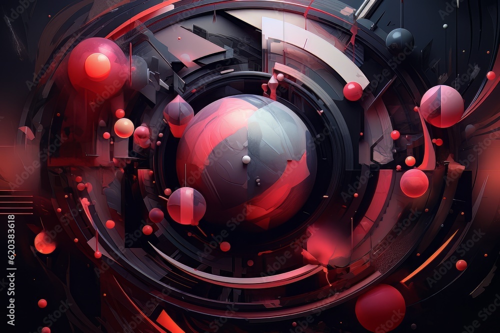 Poster abstract artwork background with spheres and embossed lines ai