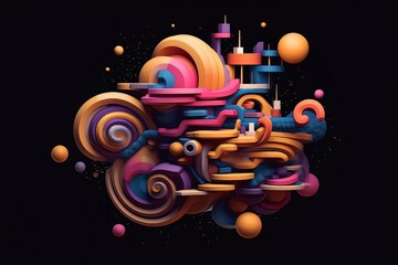 Abstract artwork background with spheres and lines AI