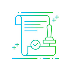Obraz premium Approve Business and Finance icon with blue and green gradient style. tick, sign, checkmark, mark, success, correct, confirm. Vector illustration