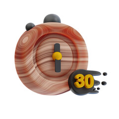 Cute 30 Minutes Stopwatch With Natural Wood Texture Best for graphic element, landing page element or UI element