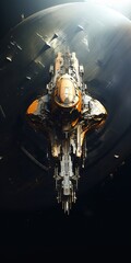 Fototapeta na wymiar spaceship space station planet background product wasp orange stunning design shipyard