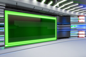 Virtual TV Studio, News Set background, virtual green Screen, virtual TV, television shows, wallpaper. Png, Ai Generate 