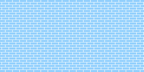 The texture of the brick wall of many rows of bricks painted in blue color.  Simple seamless pattern grid for backdrop.