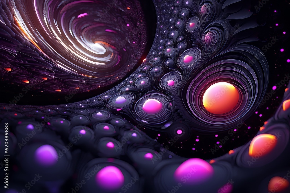 Poster futuristic abstract texture background with purple gradient round elements ai