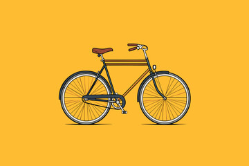 Fototapeta na wymiar Hand-drawn cartoon Bicycle flat art Illustrations in minimalist vector style