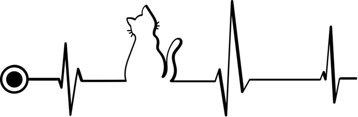 heartbeat line icon with Cat Electrocardiogram Car svg design