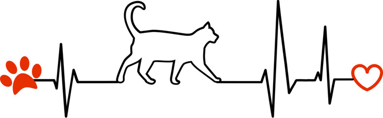 heartbeat line icon with Cat Electrocardiogram Car svg design