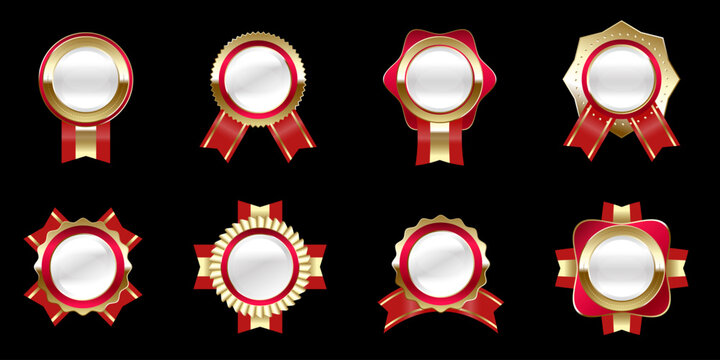 Luxury award badge icon in gold and red colors. Suitable as an accessory for your design to make it look luxurious