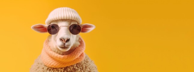 sheep wearing music headset 