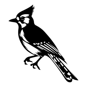 outline blue jay black and white