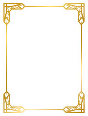 Art Deco gold frame vintage frame line geometric wedding label card frame png transparent background