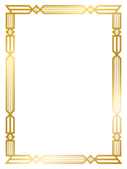 Art Deco gold frame vintage frame line geometric wedding label card frame png transparent background