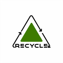 Recycle logo design with word " Recycle " and rotating arrow.