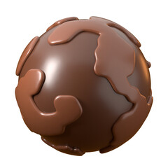 world chocolate day 3d render illustration with globe