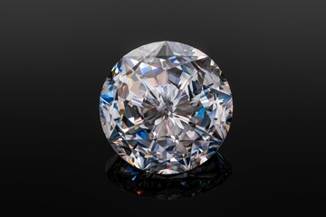 Precious stones diamond moissanite cubic zirconia hand-cut on a black background isolated with reflection