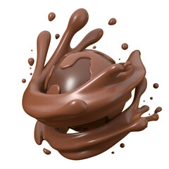world chocolate day 3d render illustration with splash