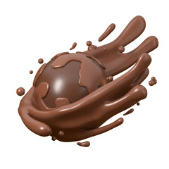 world chocolate day 3d render illustration with splash