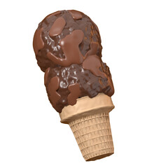 world chocolate day 3d render illustration with ice cream cone