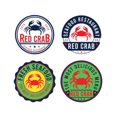 Set of Seafood Badge logo design vector illustration.