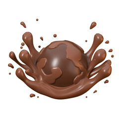 chocolate splash for world chocolate day 3d render illustration