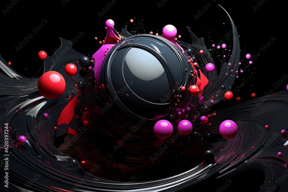 Poster abstract artwork background with spheres and embossed lines ai