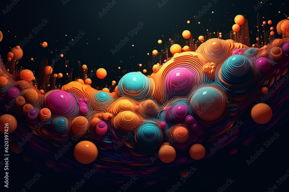 Poster abstract artwork background with spheres and embossed lines ai