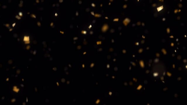 3d rendering gold confetti particle spread and flying include alpha matte.