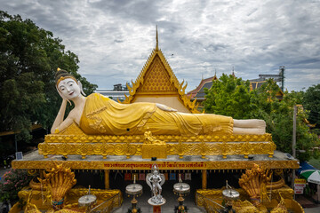 The Buddha statue in sleep position at Wat Mai Supadit Tharam, Nakhon Pathom, Thailand